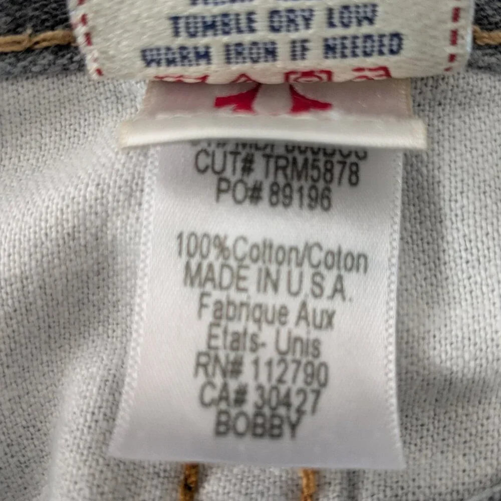 True Religion Men's Bobby Straight Relaxed Grey Crisp Wash Size 33